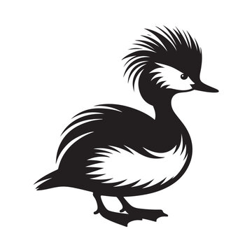 recommend clip art: White Tufted Grebe Silhouette Vector Illustration - High-Quality Download