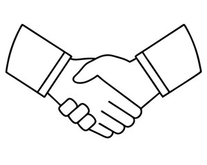 Handshake silhouette vector icon liner illustration, shaking hand logo design graphics on white background