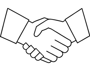 Handshake silhouette vector icon liner illustration, shaking hand logo design graphics on white background