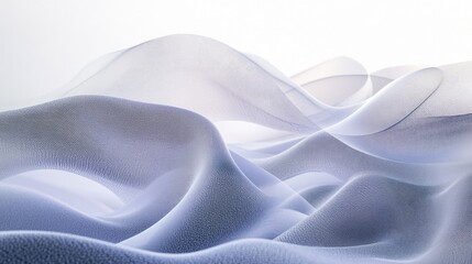 Obraz premium Dreamlike abstract symbol for relaxation, with gentle curves and calming waves, set against a dynamic white-light grey background