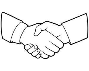 Handshake silhouette vector icon liner illustration, shaking hand logo design graphics on white background