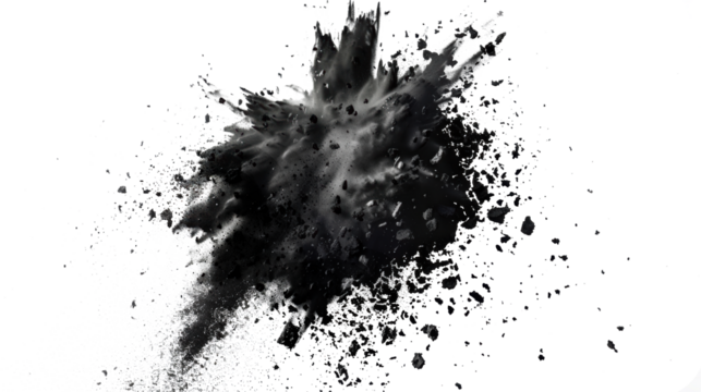 Black Chalk Explosion on Transparent Background