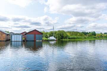 Obraz premium Boats on the River Elde in Plau am See