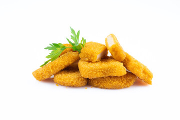 Chicken nuggets on white background