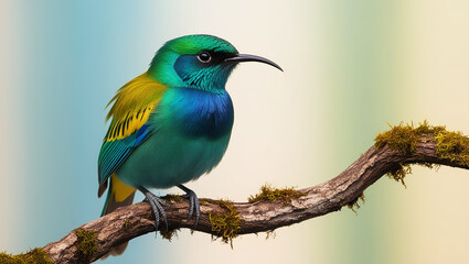 Obraz premium Cute Beeeater colorful bird sitting on the tree branch.generate ai.