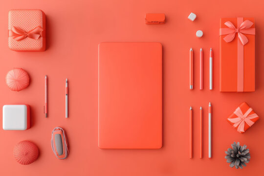 Subscription service flat design top view delivery 3D render vivid