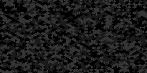 Abstract triangle of black mosaic tile pattern backdrop design. dark charcoal, gray geometric low polygon twinkling polygon vector triangle texture background.