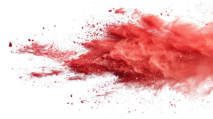Red Chalk Dust Burst on Transparent Background