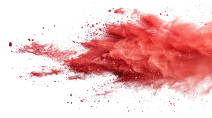 Red Chalk Dust Burst on Transparent Background