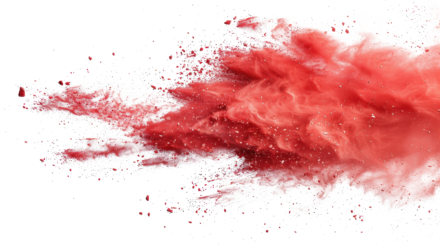 Red Chalk Dust Burst on Transparent Background