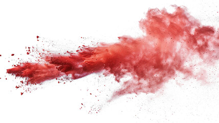 Red chalk powder explosion on a transparent background