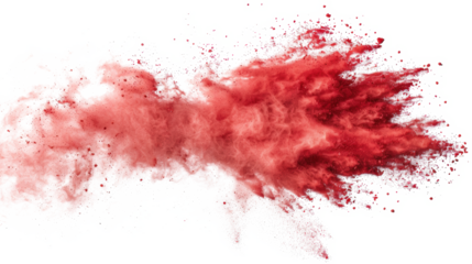 Red Chalk Powder Explosion on Transparent Background