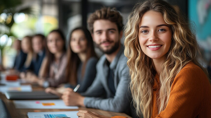 Obraz premium Group of young people marketing team meeting creative with new project in the office.