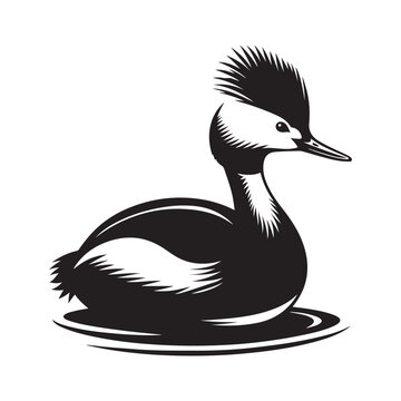recommend clip art: White Tufted Grebe Silhouette Vector Illustration - High-Quality Download