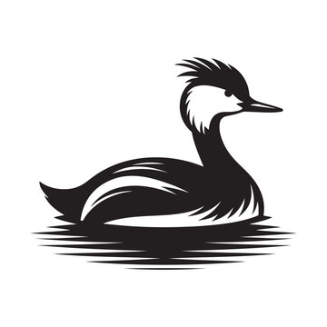recommend clip art: White Tufted Grebe Silhouette Vector Illustration - High-Quality Download