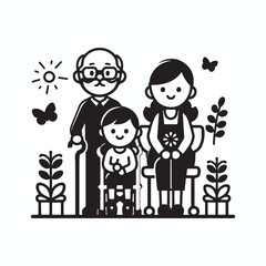 Grandparents Silhouette Icons – Ideal for Family and Community Projects.