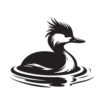 recommend clip art: White Tufted Grebe Silhouette Vector Illustration - High-Quality Download