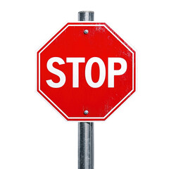 Obraz premium Stop road sign isolated on transparent background. Octagonal STOP sign, prohibition, restriction of traffic.