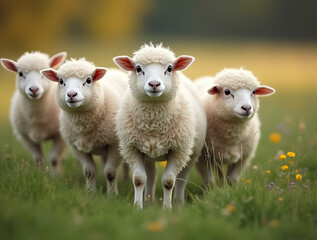 Obraz premium Niedliche Lämmer auf der Weide