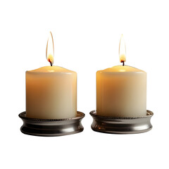 Burning candle in a candlestick isolated on Transparent background