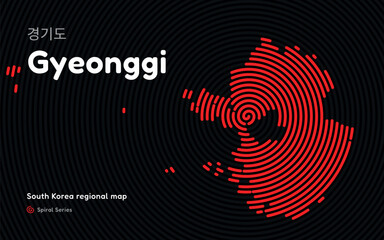 Creative Gyeonggi Map with Spiral Pattern. South Korea regional map series