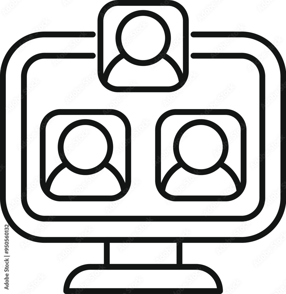 Poster simple icon of a group video call interface showing multiple users connecting to a live stream