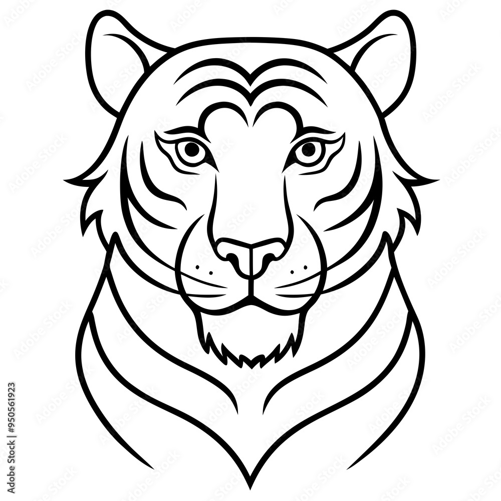 Wall mural stylized tiger line art vector design