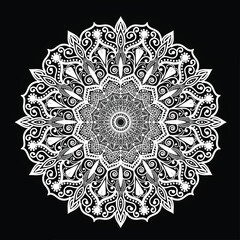 Mandala  design Circular pattern in form of mandala for Henna, Mehndi, tattoo, decoration. Decorative frame ornament in ethnic oriental style. Coloring book page.