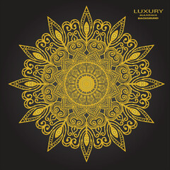 Ornamental mandala with golden color arabesque floral pattern islamic east style mandal design
