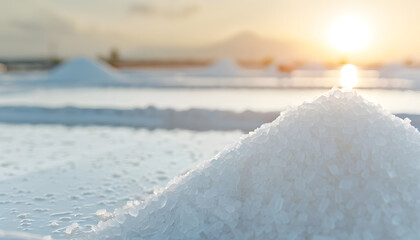 The salt crystallizes out of the ground in salt farm
