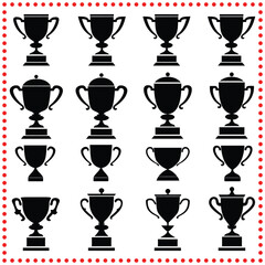 Elegant Trophy Cup Silhouettes   Vector Icons for Victory and Sports Awards