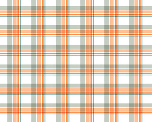 Pattern texture in orange lining, white, grey. Seamless striped check plaid graphic for flannel shirt, blanket, throw, or other modern spring summer autumn winter fashion fabric design.