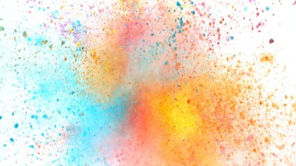 Colored powder explosion on white background . Freeze motion.