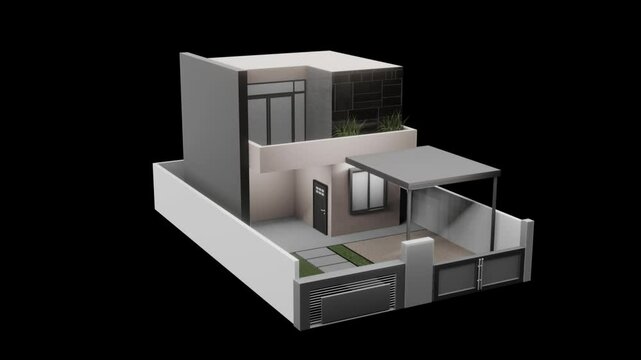 Animaci&oacute;n 3d de casa con fachada