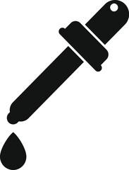 Simple vector icon of a pipette dropping a single drop of liquid