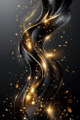 Swirling black and gold lines create a dynamic, shimmering visual experience filled with sparkle