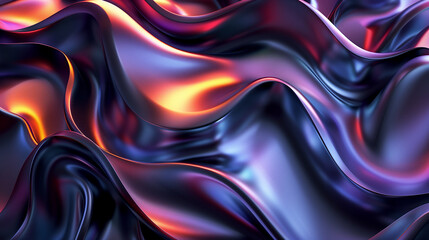 Obraz premium A purple and orange wave with a shiny, metallic look