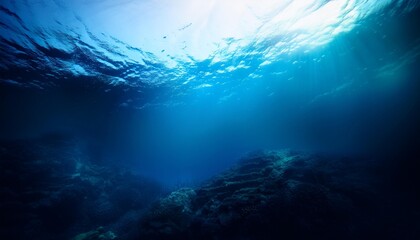 aquatic abyss dark blue ocean depths seen from underwater perspective abstract seascape photo