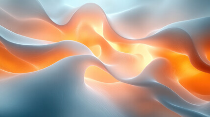 Fototapeta premium Abstract background with flowing, organic shapes in blue and orange hues.