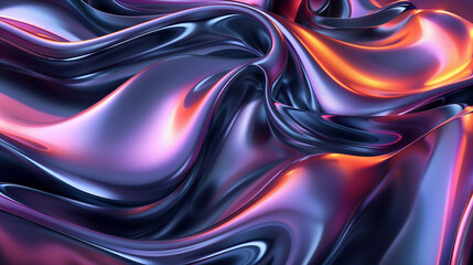 Fototapeta premium A purple and orange wave with a shiny, metallic look