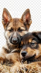 Young cat and dog cuddling in grassy field  heartwarming image of unity and friendship