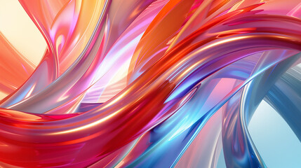 A colorful abstract painting with a blue and red swirl