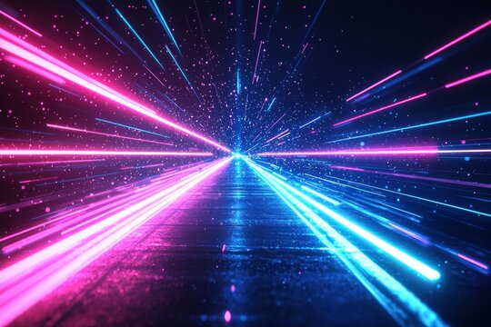 Abstract motion speed glowing effect background created with Generative AI