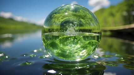 Artificial green hydrogen water element reflection