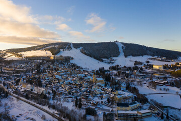 Oberwiesenthal in the Erzgebirge in Germany in winter