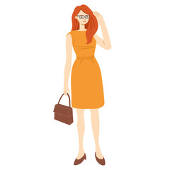 Modern businesswoman.  Character, office worker. Vector illustration.