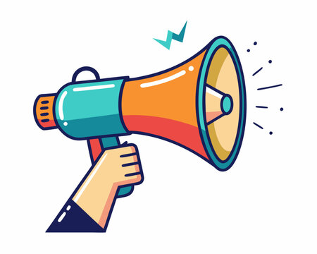 recommend clip art: Hand Holding megaphone vector icon, Announcing hand mike illustration on white background