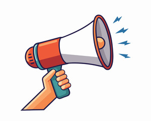 Hand Holding megaphone vector icon, Announcing hand mike illustration on white background