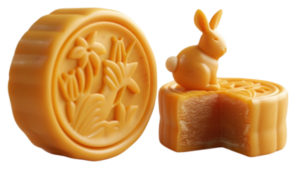 PNG Mooncake with rabbit decoration