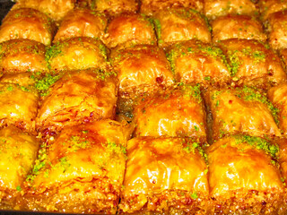 pistachio baklava varieties on a tray